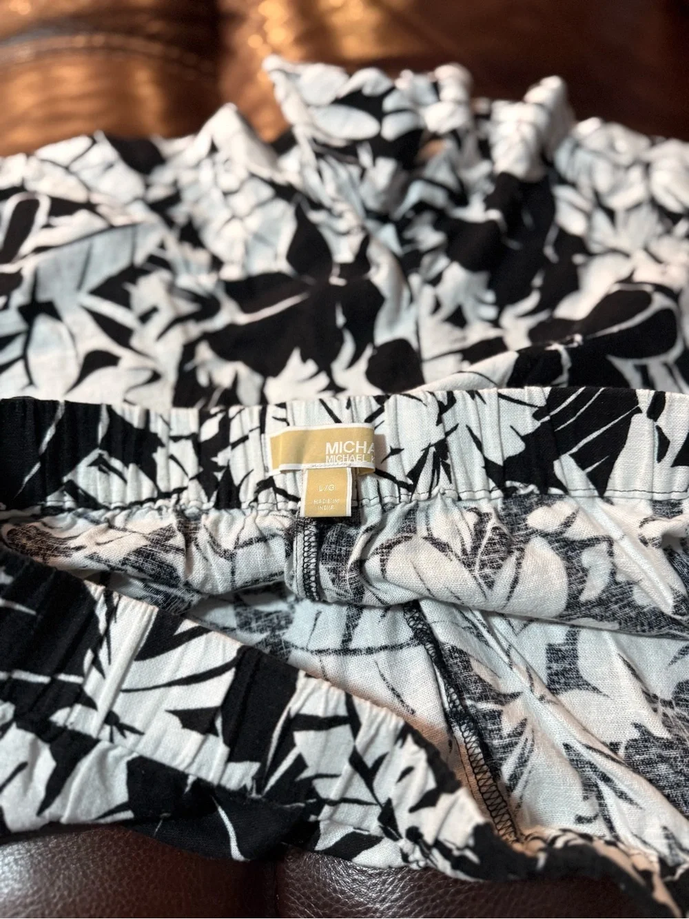 MICHAEL Michael Kors Black & White Floral Linen Shorts